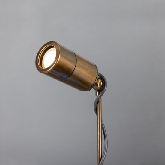 Yara Brass Outdoor Garden Spot Light IP65, Antique Brass