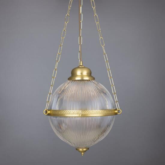 Blaenau Victorian Prismatic Glass Pendant Light, Satin Brass