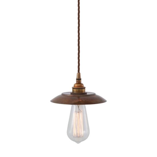 Reznor Industrial Minimalist Brass Pendant Light, Antique Brass