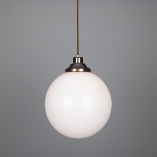 Gentry Opal Glass Globe Pendant Light 30cm, Antique Silver