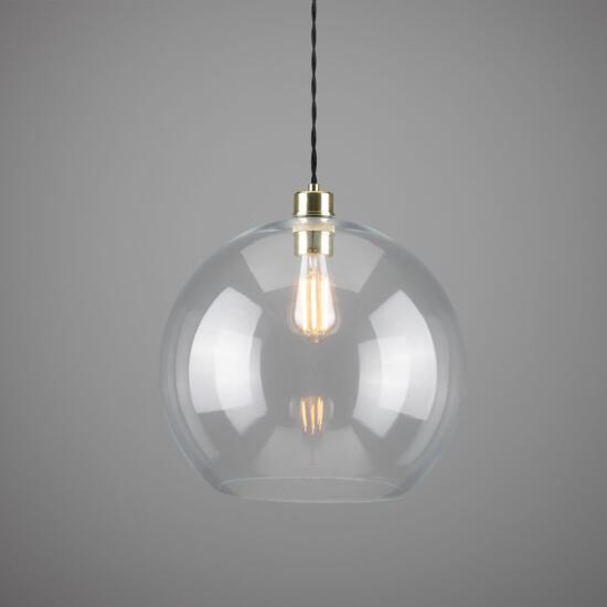 Eden Large Clear Open Globe Pendant Light 13.8", Polished Brass