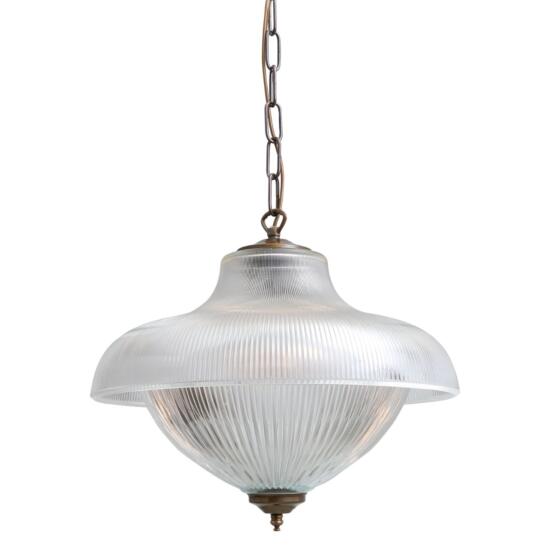 Essence Vintage Prismatic Glass Pendant Light 40cm, Antique Brass