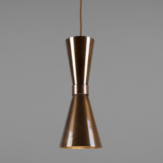 Amias Mid-Century Brass Conical Pendant Light, Antique Brass