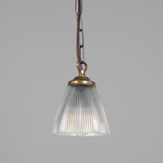 Gadar Small Prismatic Glass Pendant Light 4.7", Antique Brass