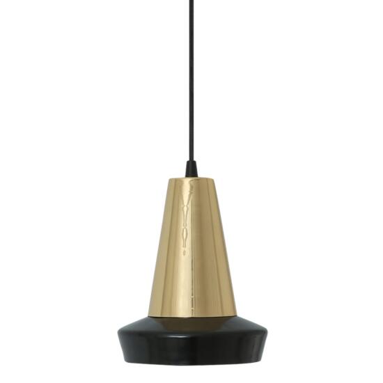 Malabo Black and Polished Brass Pendant Light 16cm