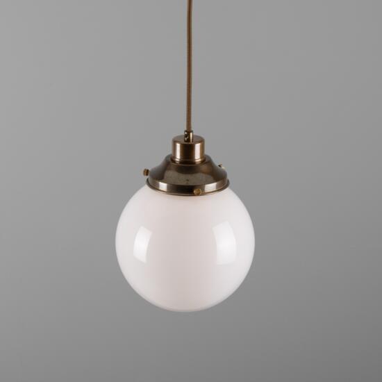 Gentry Small Opal Glass Globe Pendant Light 20cm, Antique Brass