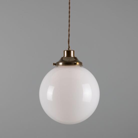 Gentry Opal Glass Globe Pendant Light 9.8", Antique Brass