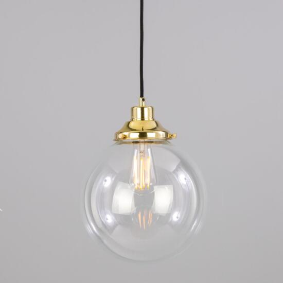 Virginia Clear Glass Globe Pendant Light 9.8", Polished Brass