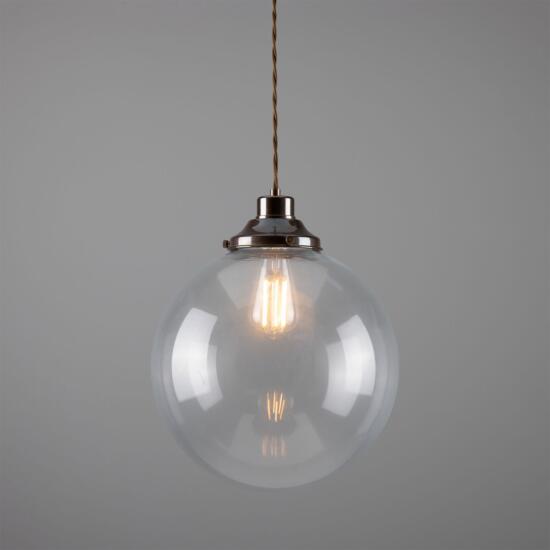 Virginia Clear Glass Globe Pendant Light 11.8", Antique Brass