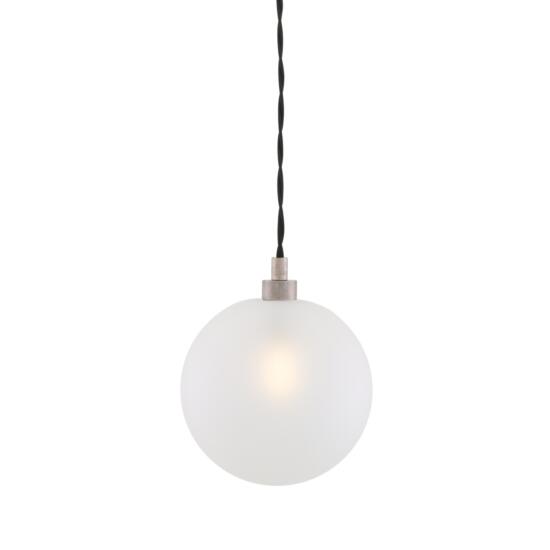 Madlin Frosted Glass Globe Pendant 15cm, Antique Silver