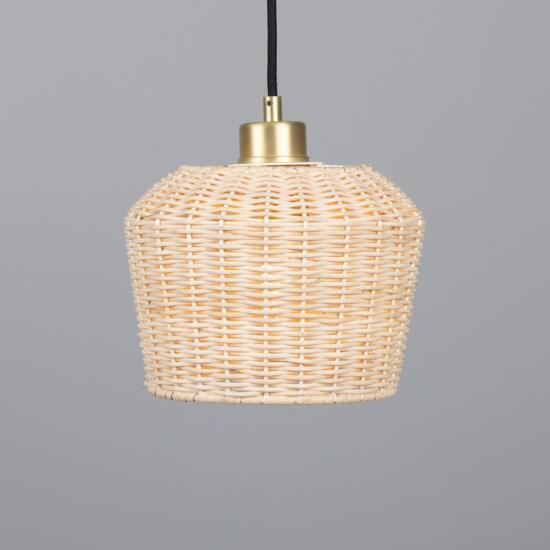 Manila Small Rattan Pendant Light 7.9", Satin Brass