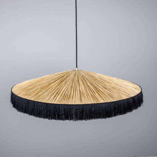 Syracuse Raffia Tassel Pendant Light 30.7", Satin Brass, Black Tassel