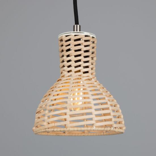 Malta Small Rattan Pendant Light 5.9", Antique Silver