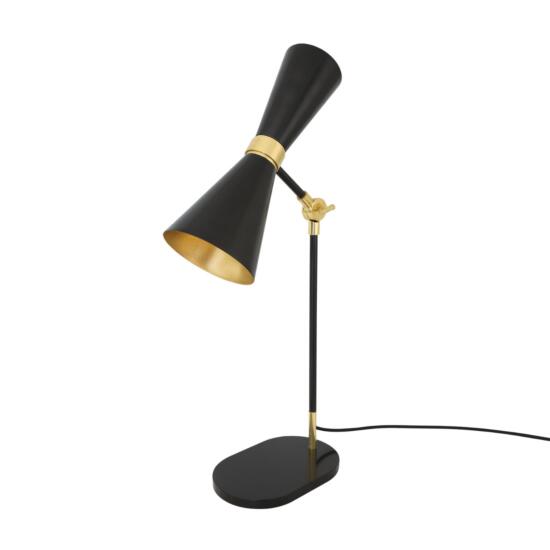 Cairo Mid-Century Brass Table Lamp, Polished Brass and Matt Black