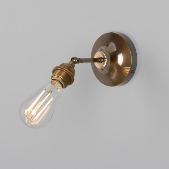 Lome Vintage Bare Bulb Wall Sconce with Swivel, Antique Brass