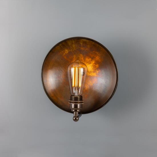 Chulainn Industrial Brass Dish Wall Light 25cm, Antique Brass
