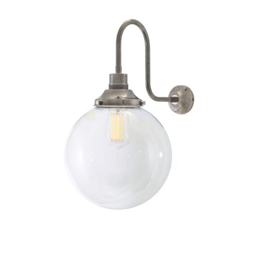 Riad Clear Globe Swan Neck Wall Sconce 25cm