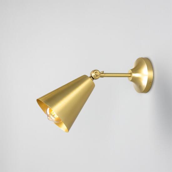 Moya Adjustable Brass Cone Wall Sconce, Satin Brass