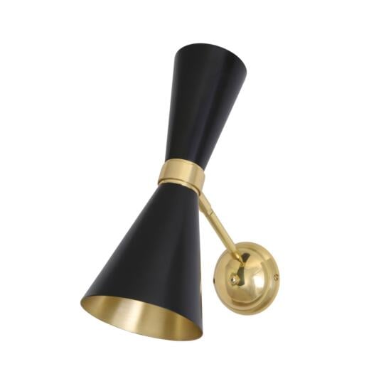 Cairo Mid-Century Double Cone Swivel Wall Sconce, Powder Coated Matte Black