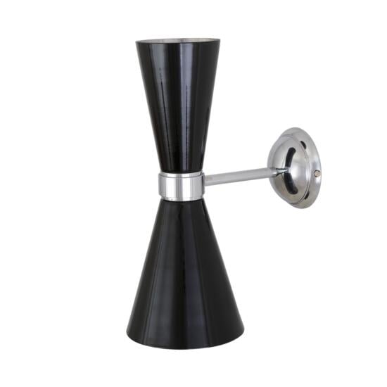 Cairo Mid-Century Double Cone Chrome Wall Sconce, Powder Coated Matte Black