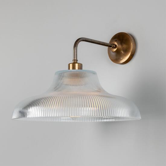 Mono Vintage Railway Glass Wall Sconce 30cm, Antique Brass