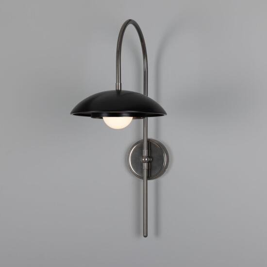 Marrakesh Art Deco Arc Wall Light 60cm, Antique Silver and Powder-Coated Matte Black