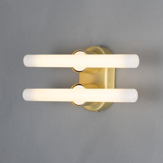 Valencia Double Bathroom Mirror Light IP20, Satin Brass with 300mm Bulbs