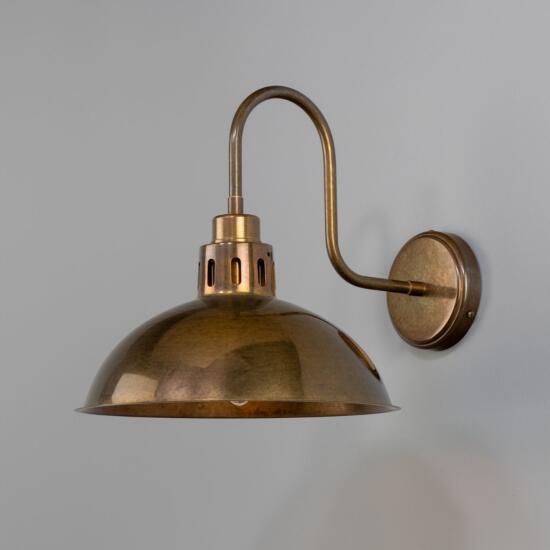 Paris Industrial Brass Swan Neck Wall Light 11.8", Antique Brass