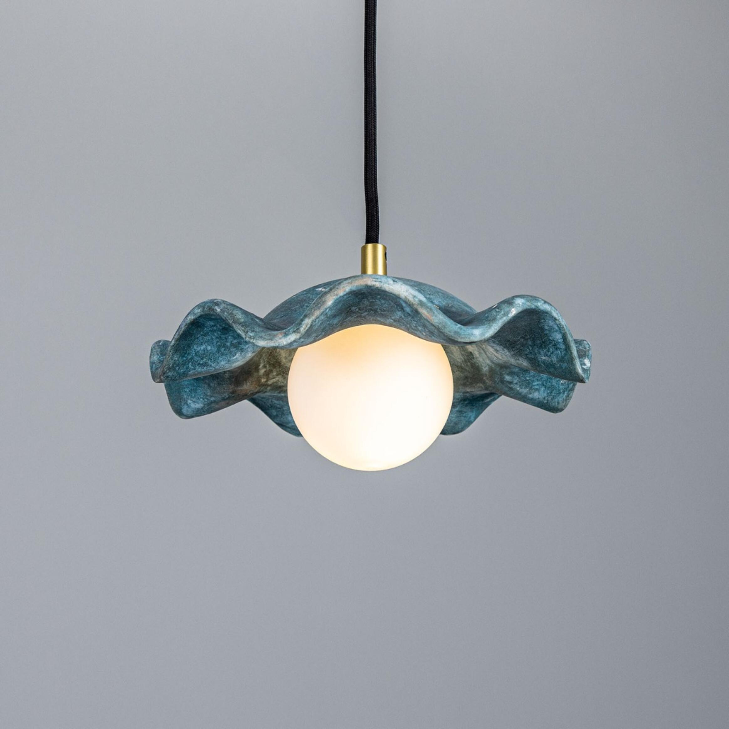 BRID OLIKA LAMP 3BULB PENDANT/ノルディックブルー Rivale Pendant Light with Wavy Ceramic Shade, Blue Earth 21cm IP20