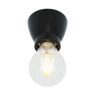 Baltimore Ceramic Bare Bulb Flush Ceiling Light, Powder Coated Black