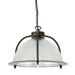 Bousta Industrial Prismatic Glass Pendant Light 35cm, Antique Brass