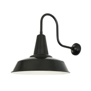 Hex Industrial Factory Swan Neck Wall Sconce, Powder Coated Matt Black