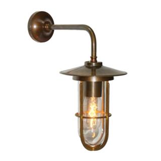 Lena Well Glass Bathroom / Outdoor Wall Sconce IP65, Antique Brass, Clear Glass