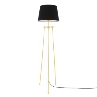 Lismore Tripod Brass Floor Lamp with Black Empire Shade, Polished Brass