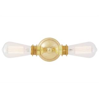 Lome Vintage Double Bare Bulb Wall Sconce, Polished Brass