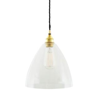 Luang Modern Clear Glass Cone Pendant Light 23cm, Polished Brass