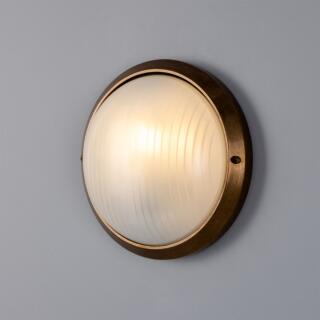 Florina Round Dome Outdoor Wall Light 10.25" IP44, Antique Brass