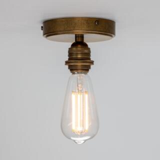 Bexter Vintage Exposed Bulb Flush Ceiling Light, Antique Brass