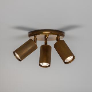 Adare Three Light Directional Brass Ceiling Spotlight 20cm IP20, Antique Brass