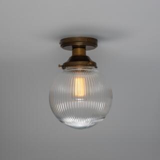 Stanley Prismatic Glass Globe Ceiling Light 20cm, Antique Brass