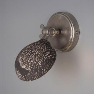 Coco Adjustable Ceramic Wall Sconce, Black Clay, Antique Silver