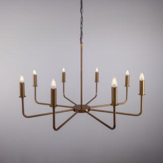 Irvine Modern Brass Chandelier, Eight-Light, Antique Brass