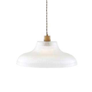 Mono Vintage Railway Glass Pendant Light 40cm, Antique Brass