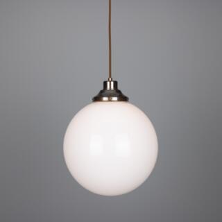 Gentry Opal Glass Globe Pendant Light 30cm, Antique Silver