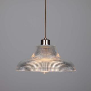 Mono Vintage Railway Glass Pendant Light 11.75" IP20, Antique Brass