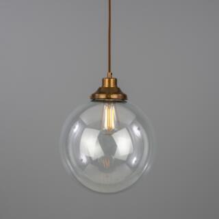 Virginia Clear Glass Globe Pendant Light 9.8", Antique Brass