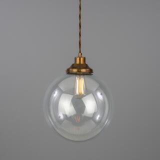 Virginia Clear Glass Globe Pendant Light 25cm, Antique Silver