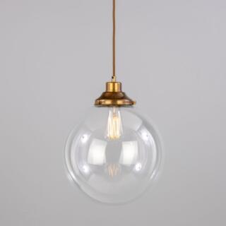 Virginia Clear Glass Globe Pendant Light 11.8", Antique Brass