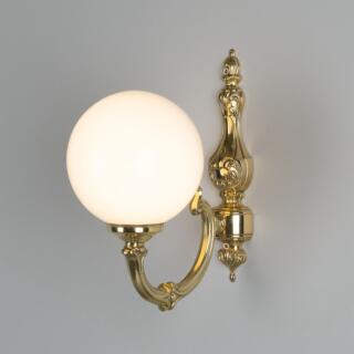 Cloghan Traditional Opal Glass Globe Wall Sconce, Polished Brass