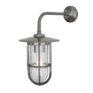 Lena Well Glass Bathroom / Outdoor Wall Sconce IP65, Antique Silver, Crackled Glass